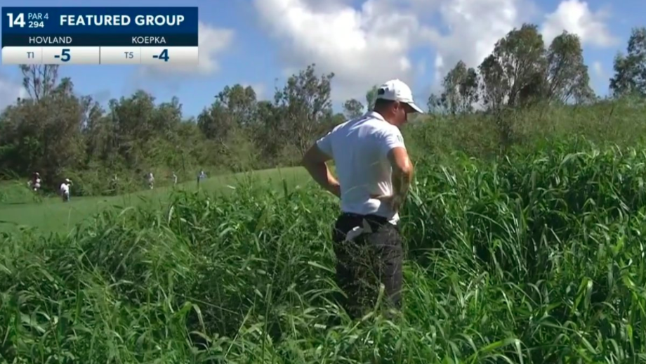 Viktor Hovland suffers SERIOUS TROUBLE in long grass on day one at Kapalua